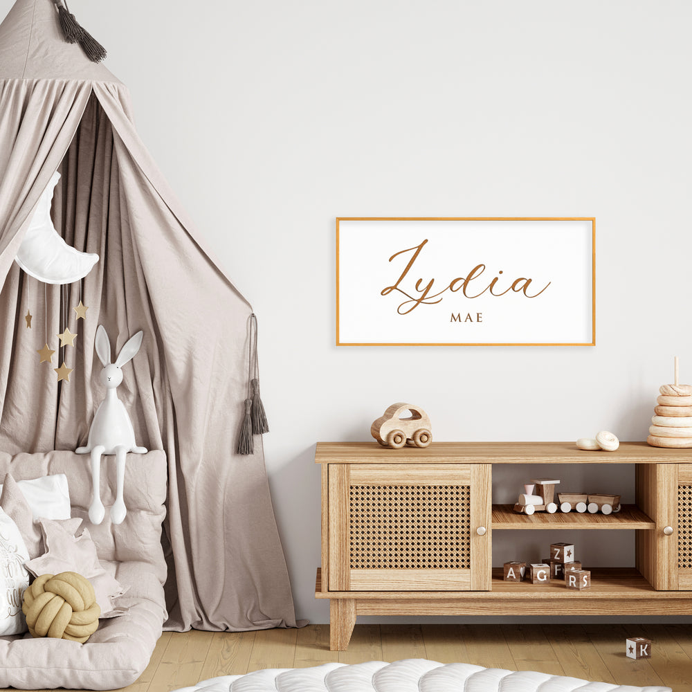 Engraved Baby Name Sign – Personalized Nursery Wall Art with First & Middle Name and Birth Date – Custom Baby Gift