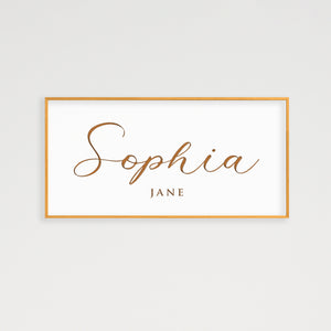 Engraved Baby Name Sign – Personalized Nursery Wall Art with First & Middle Name and Birth Date – Custom Baby Gift