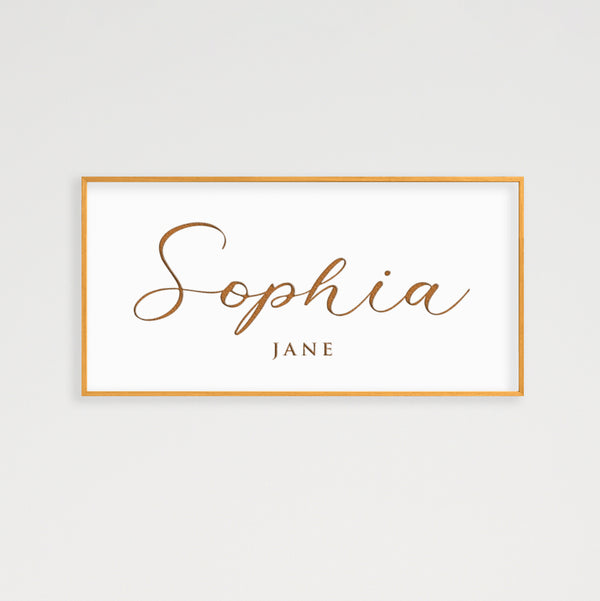 Engraved Baby Name Sign – Personalized Nursery Wall Art with First & Middle Name and Birth Date – Custom Baby Gift