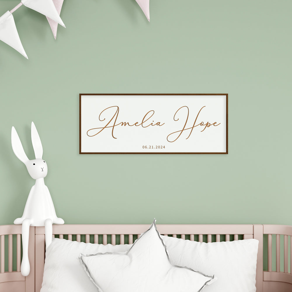 Custom Baby Name Sign – Engraved Nursery Wall Art with Classic Font – Personalized Baby Room Decoration