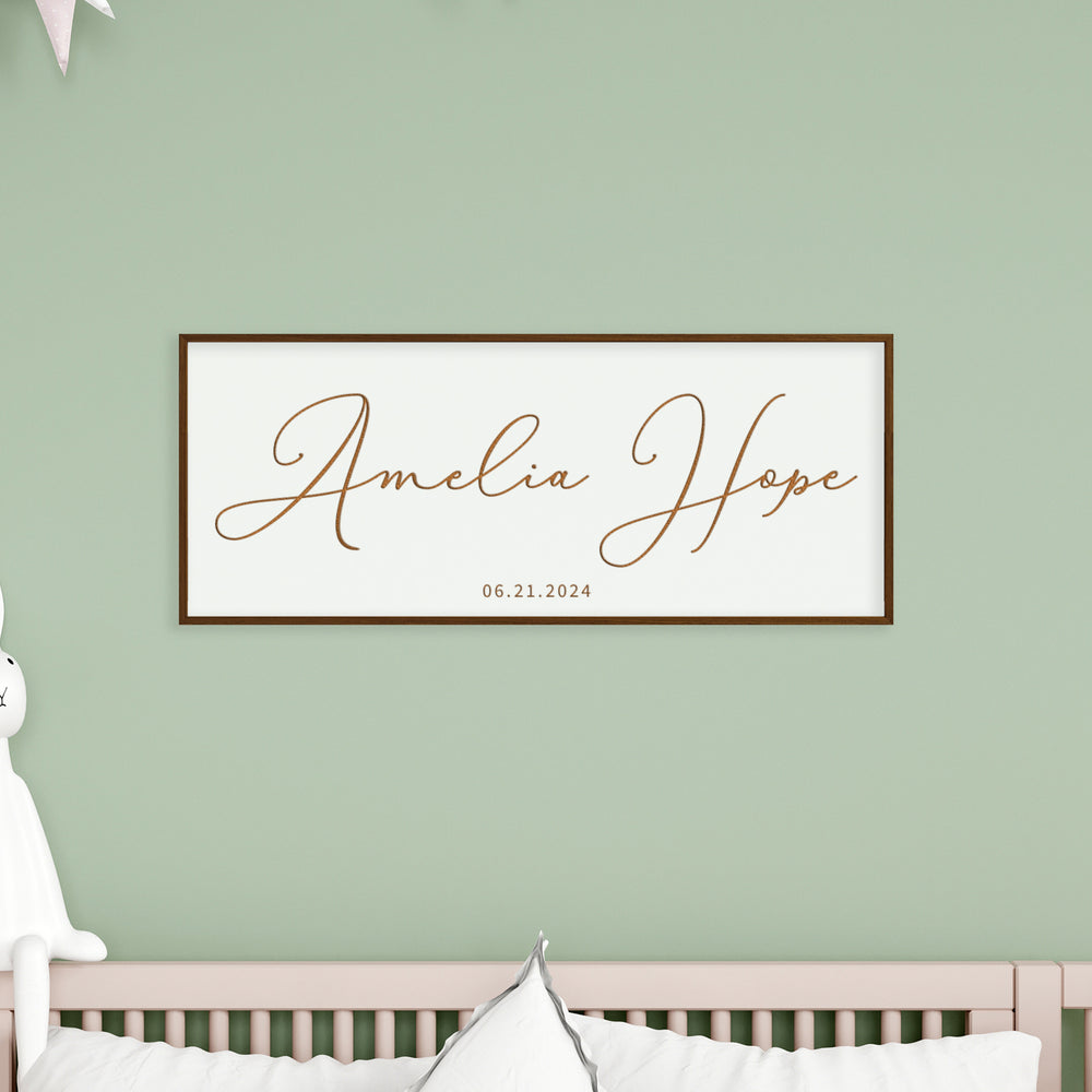 Custom Baby Name Sign – Engraved Nursery Wall Art with Classic Font – Personalized Baby Room Decoration