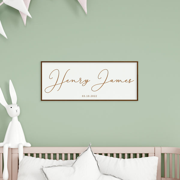 Custom Baby Name Sign – Engraved Nursery Wall Art with Classic Font – Personalized Baby Room Decoration