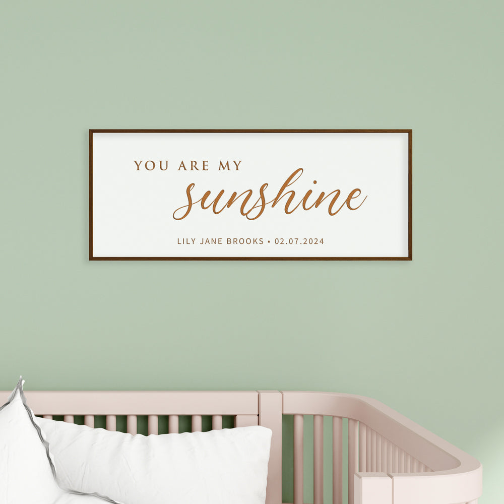 “You Are My Sunshine” Personalized Nursery Sign – Custom Engraved Baby Room Wall Art with Name & Date