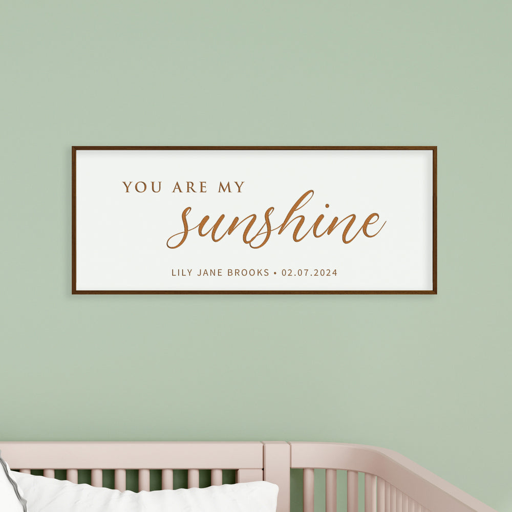 “You Are My Sunshine” Personalized Nursery Sign – Custom Engraved Baby Room Wall Art with Name & Date