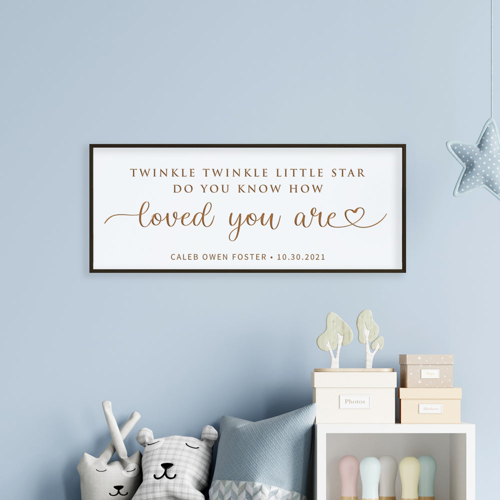 “Twinkle Twinkle Little Star” Personalized Baby Sign – Engraved Nursery Wall Art with Name & Date
